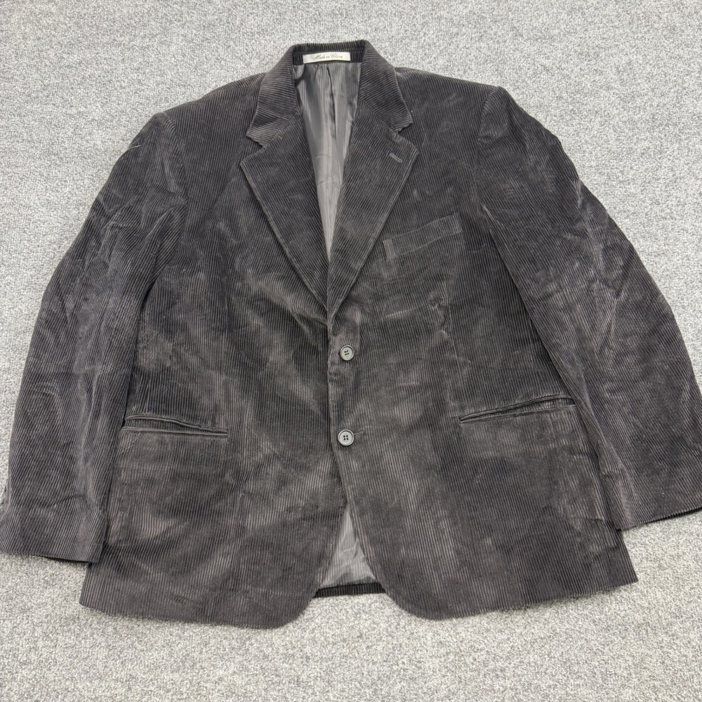Boca Classics Corduroy Sport Coat Mens 44S Black Wide Wale 2 Button Blazer